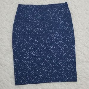 Lularoe Cassie Dot Pencil Skirt Navy Blue XL